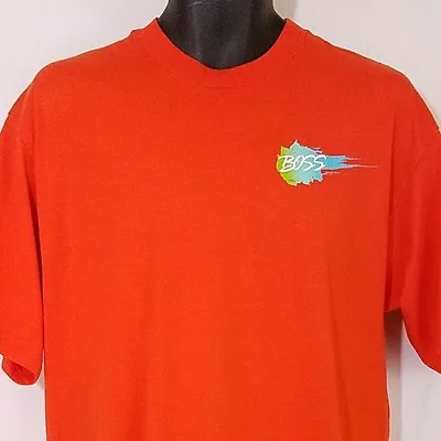 Boss T Shirt Vintage 80s 90s Hip Hop Made In USA Single Stitch Orange Size Large • $29.99
