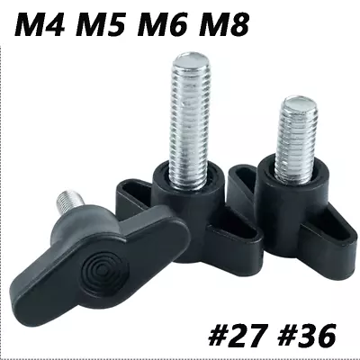 £2.10 • Buy M4 M5 M6 M8 Thumb Screws With Tee Wing Knob Head #27 #36 Black Plastic Grip