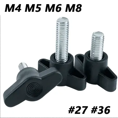 M4 M5 M6 M8 Thumb Screws With Tee Wing Knob Head #27 #36 Black Plastic Grip • £17.99