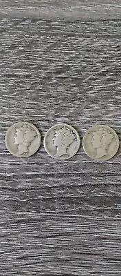 1928 S D & No Mint 10 Cent Mercury Winged Dime Silver 3 U.S. Coin Lot Collecting • $4.25