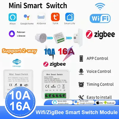 $14.98 • Buy MINI WiFi/ZigBee Smart Switch Module Timer Wireless Switches For Alexa Google-AU