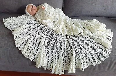 ***Hand Crochet Baby Christening Shawl Blanket*** • £14.99