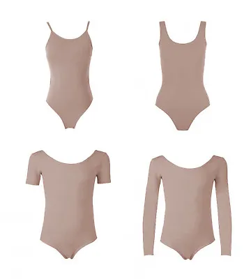 £11.99 • Buy Girls Kids Tan Nude Cotton Low U Back Dance Ballet Gymnastic Leotard Bodysuit