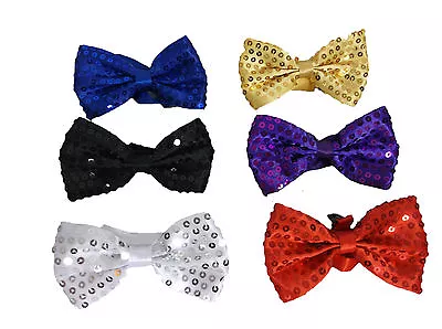 Sequin Bow Tie School Prom Bow Ties Black Sequin Bow Ties Dancewear Fancy Dress • £2.25