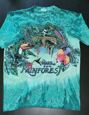 Vintage 90s Wake Up To The Rainforest Made In USA Nature T Shirt  Mens L Hawaii • $29.99