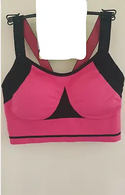 New Ex M&S Medium Impact Padded Sports Bra Size XL Pink 20-22 • £11.50