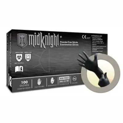 MidKnight Nitrile Exam Gloves: MEDIUM Black Powder-Free Non-Sterile • $36.89