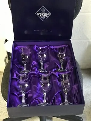 Edinburgh Crystal Wine Glasses Set Of 6 Boxed. Never Used. Excellent Condition. • £75