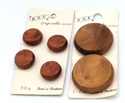 Lot Of Brown Wood Buttons Vintage 1950s On Cards New Old Stock By BGE Originals • $13.59