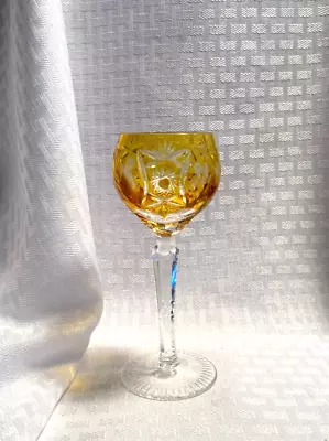 Nachtmann Traube Sherry 5.5  Amber Yellow Gold Cut To Clear Crystal Bohemian • $29