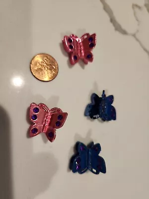 Vtg Butterfly Assorted Hair Clips Blue Pink • $15