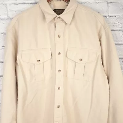 $32 • Buy Vintage Eddie Bauer Chamois Long Sleeve Button Shirt USA Mens XL Cream Beige 