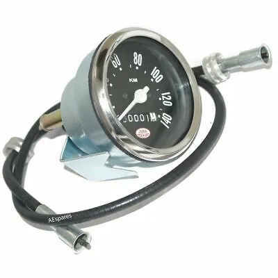 Speedometer With 32  Speedo Cable 140 Kph Black Face Jawa CZ Motorcycle • $29.74