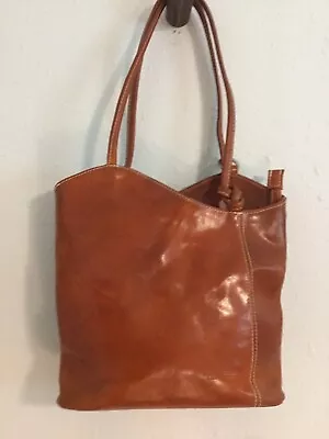 Vera Pelle Italian Leather Shoulder Bag/Backpack No Manmade Trim • $17.75