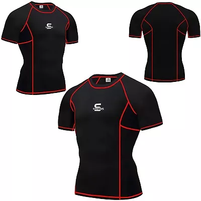 £6.99 • Buy X Mens Compression Armour Base Layer Top Half Sleeve Thermal Gym Sports Shirt F