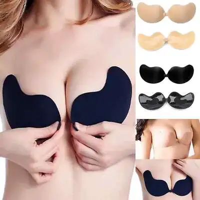 £4.55 • Buy Silicone Strapless Push Up Bra Backless Self Adhesive Invisible Lace Stick On UK