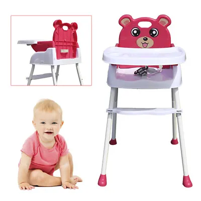 4-in-1 Portable Baby High Chair Height Adjustable Highchair Pink Feeding Seat • £19.39