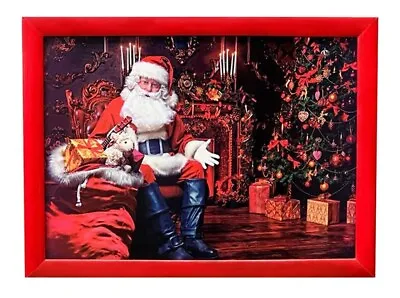 Christmas Santa Lap Tray With Bean Bag Soft Cushion Padded Breakfast Tv Laptop • £11.45