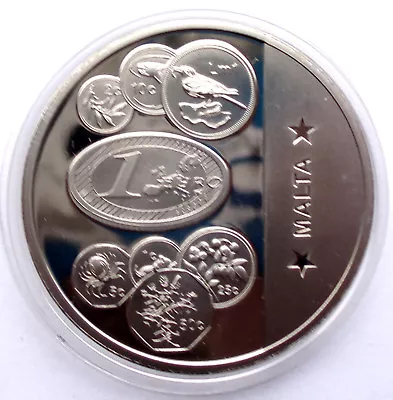 MALTA The New E.U. Nations 2004 BU Proof Medal 35mm 20.7g New Silver Rare B7 • $24.90