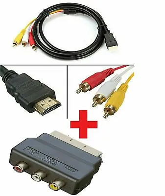 £5.99 • Buy HDMI Male To 3 RCA Audio Video AV Cable Adapter Lead TV HDTV DVD 1080P 1.5 Meter