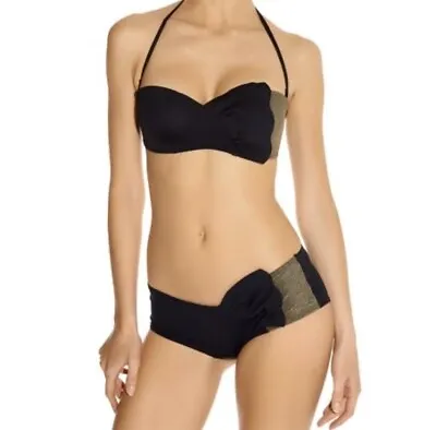 Huit Bikini 36DSweet Mermaid In Gold And Black With Attachable Straps RRP £89.00 • $70.92