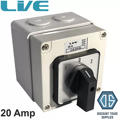 Live IP66 Enclosed Changeover Switch 20 Amp 3 Pole Surface Mounted Free P&P • £26.99