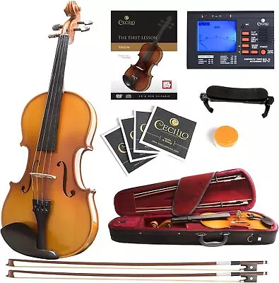 ﻿Mendini By Cecilio Acoustic Violin Instrument With Bow Size 3/4 - Varnish • $64.44
