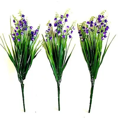 37cm Plastic Bluebell Bush Purple Flowers - Artificial Fake Home Wedding • £2.99