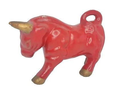 Vintage Ceramic Porcelain Bull Figurine Red And Gold  7  Long 4.5  Tall  • $13.99