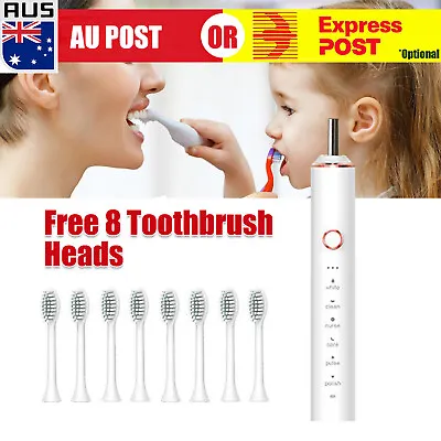 $16.99 • Buy USB Rechargeable Sonic Electric Toothbrush 6 Modes W/ 8Pc Replacement Brushheads