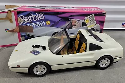 Vintage 1986 Mattel Barbie White FERRARI Convertible Sports Car 21   New? • $59.99
