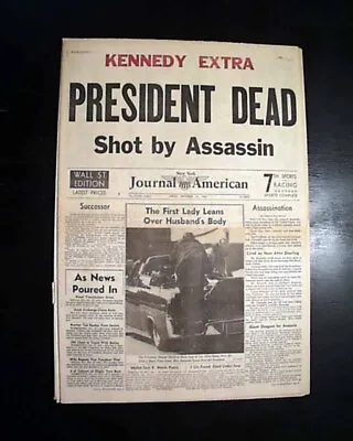 $68 • Buy Nice JFK President John F. Kennedy ASSASSINATION Headline 1963 Old Newspaper 