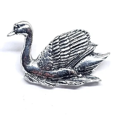 Swan Pin Badge Brooch Regal English Swan Pewter Badge Lapel Unisex By A R Brown • £6.40