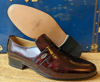 £64.99 • Buy Sanders Shoes Made In England Size 6 Deep Marbled Red Leather Loafers
