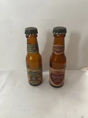 2- Mini 1940’s-Beer Bottles-Hamms Preferred Stock & Ruppert Beer-Paper Labels • $35