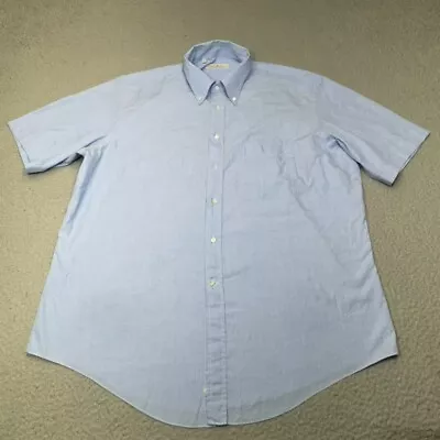 Ermenegildo Zegna Shirt Men 2XL XXL Blue Button Down Short Sleeve Dress Casual • $29