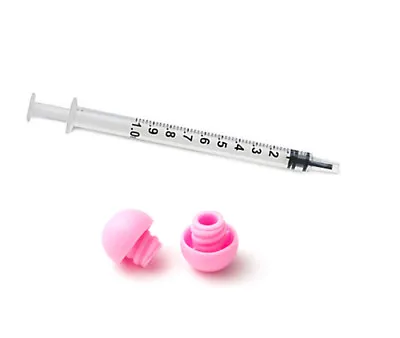 1ml  Oral Syringes With End Caps - 50 White Syringes 50 PINK Caps (No Needles) • $20.59