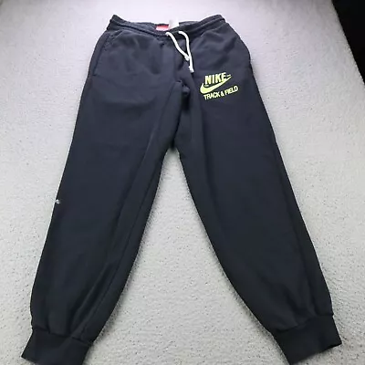 Nike Track And Field Joggers Mens Small Black Logo Swoosh Athletic Tapered Pants • $21.99