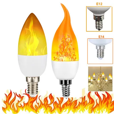 E12 E14 LED Flame Effect Light Bulbs Orange Flickering Fire Candle Lights Party • £7.07
