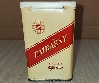 Vintage Embassy King Size Cigarettes P Lorrilard Co Empty Tin 2-3/8  X 3.75  • $14.29