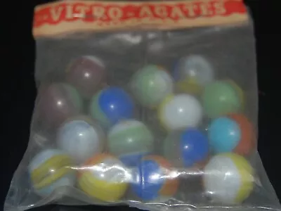 Vintage Vitro Agate Marble Bag With 14 Player Marbles B-5 • $14