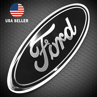 FORD BLACK & SILVER EMBLEM OVAL 9 INCH LOGO Front Grille/Tailgate Badge 2004-16 • $45.99