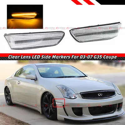 For 03-07 Infiniti G35 Coupe Clear Lens Built-in Smd Led Side Marker Lamps Light • $28.95