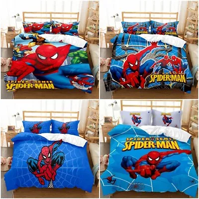 3D Marvel Spiderman Qulit Duvet Cover Bedding Set Pillowcase Single Double UK • £21.49