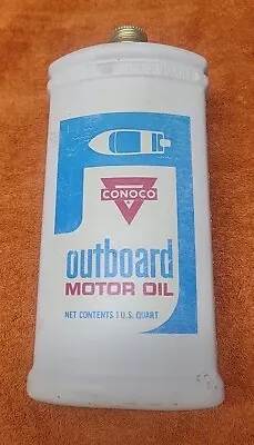 V•Vintage Rare Conoco Outboard Motor Oil 1 Quart Plastic Container • $29.95