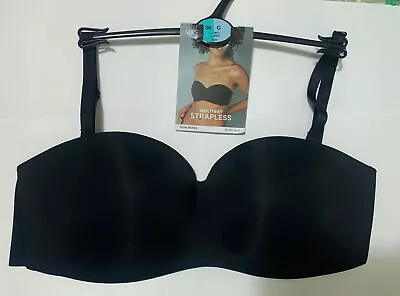 Ex M&S NON WIRED PADDED MOULDED CUPS MULTIWAY STRAPLESS BRA IN BLACK Size 36C • £13.99