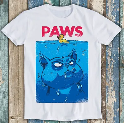 Paws Jaws Cat Kitten Duck Anime Poster Parody Funny Meme Gift Tee T Shirt M1416 • £6.35