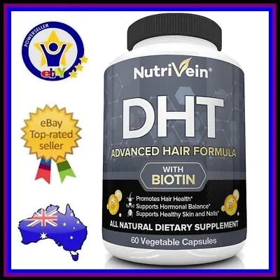 NUTRIVEIN DHT BLOCKER + BIOTIN Advanced Hair Growth Vitamins Supplement 60 Caps • $64.95