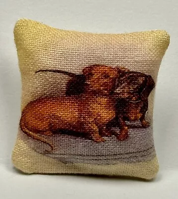 1/12 Dolls House Cushion - Sausage Dog Dachshund • £3.50