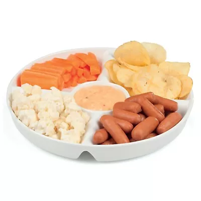 5 Compartments Appetizers Snacks Condiments Dips Divided Serving Dish Organiser • £8.49